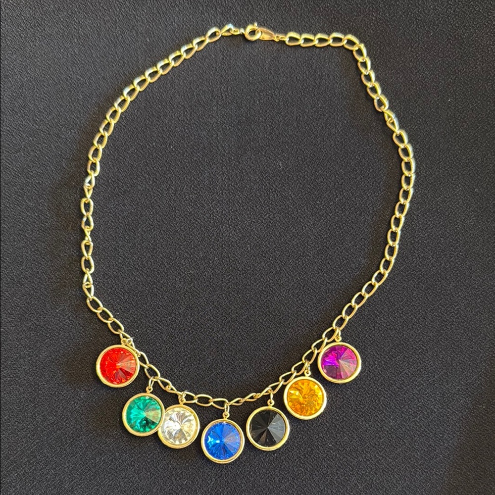 Gold Multicolor Pendant Necklace
